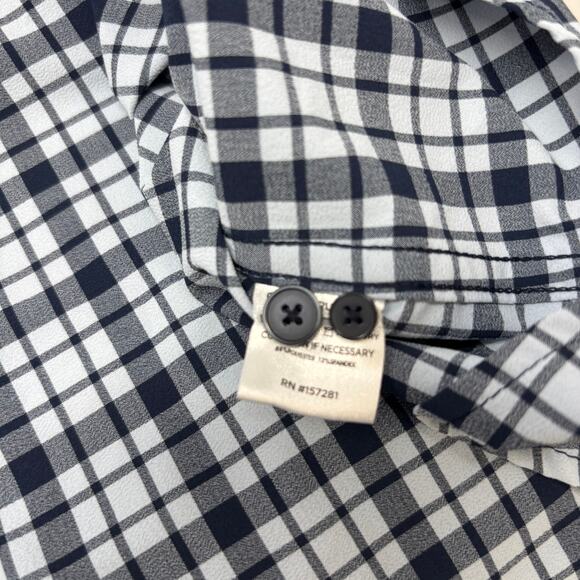 Mizzen & Main 2XL Trim Fit Blue Check Plaid Short Sleeve Button Up Shirt - Picture 3 of 5
